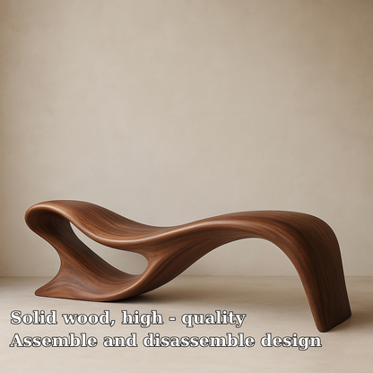 Modern Organic Solid Wood Bench – Artistic Curved Wooden Seating Bench Kitchnce