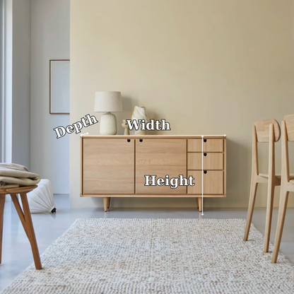 Solid Wood Sideboard Cabinet with Doors & Drawers – Minimalist Storage