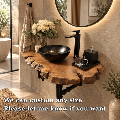 Rivelle Live Edge Solid Wood Corner Bathroom Vanity
