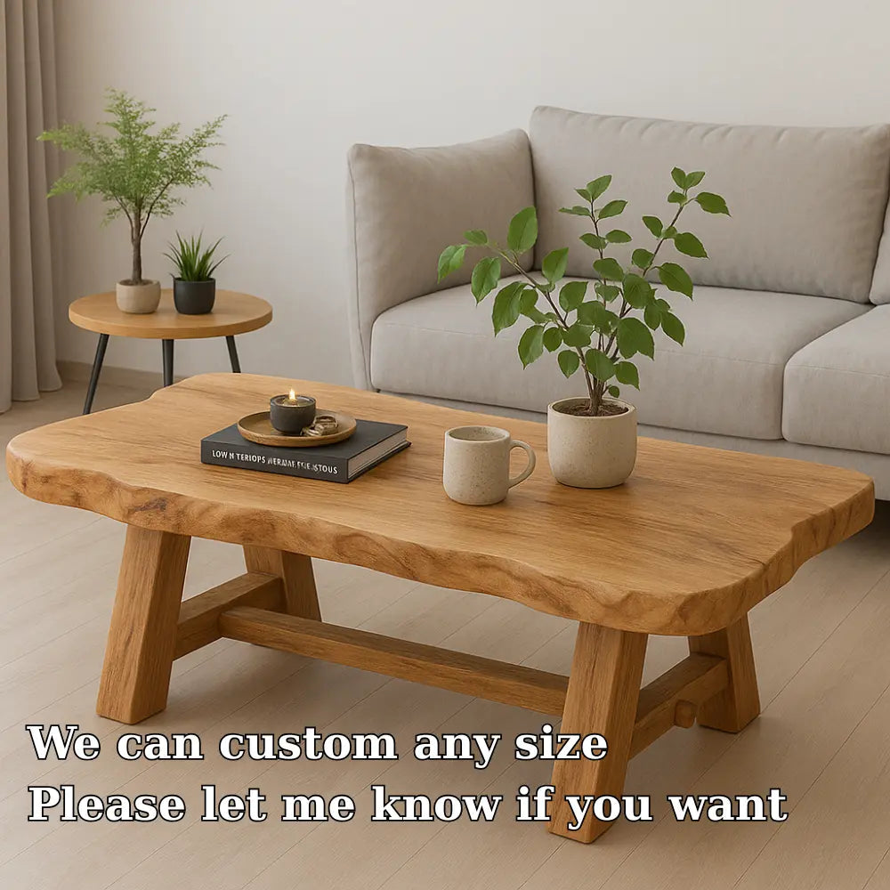 Handcrafted Solid Wood Coffee Table with Live Edge Design – Rustic Minimalist Centerpiece Kitchnce
