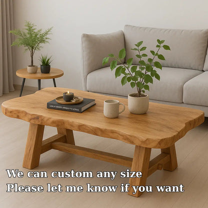 Handcrafted Solid Wood Coffee Table with Live Edge Design – Rustic Minimalist Centerpiece Kitchnce