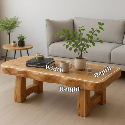 Handcrafted Solid Wood Coffee Table with Organic Live Edge – Natural Minimalist Design Kitchnce