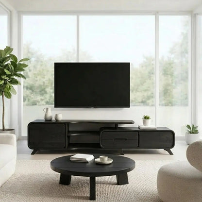 Solid Wood TV Cabinet Light Oak – Modern Minimalist Media Console Kitchnce