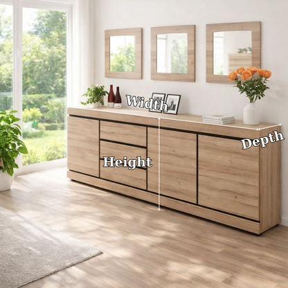 Modern Wide Sideboard Cabinet with Drawers and Doors