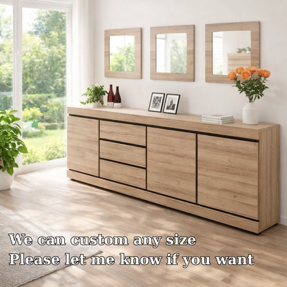 Modern Wide Sideboard Cabinet with Drawers and Doors