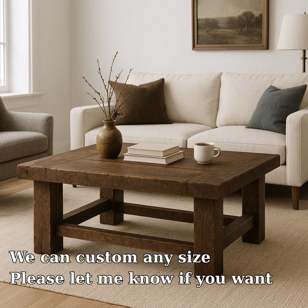 Handcrafted Solid Wood Coffee Table – Rustic Farmhouse Design with Timeless Character Kitchnce