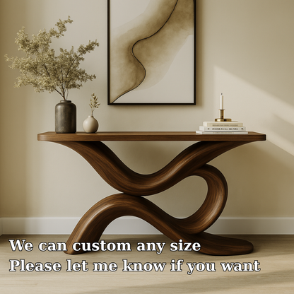 Handcrafted Solid Wood Console Table – Sculptural Modern Design for Entryway or Living Room Kitchnce