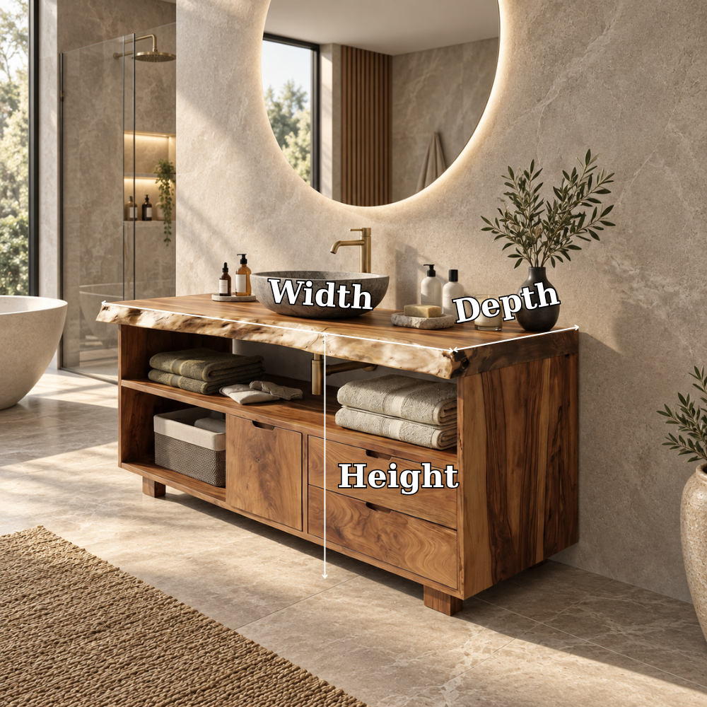 Solmere Live Edge Solid Wood Bathroom Vanity