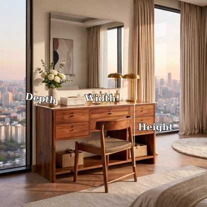 Handcrafted Solid Wood Makeup Vanity with Storage | Elegant Modern Design