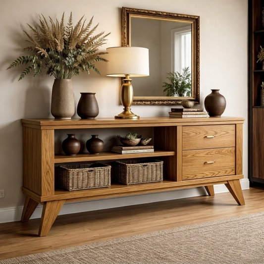 Handcrafted Console Cabinet with Storage - Mid-Century Modern Design