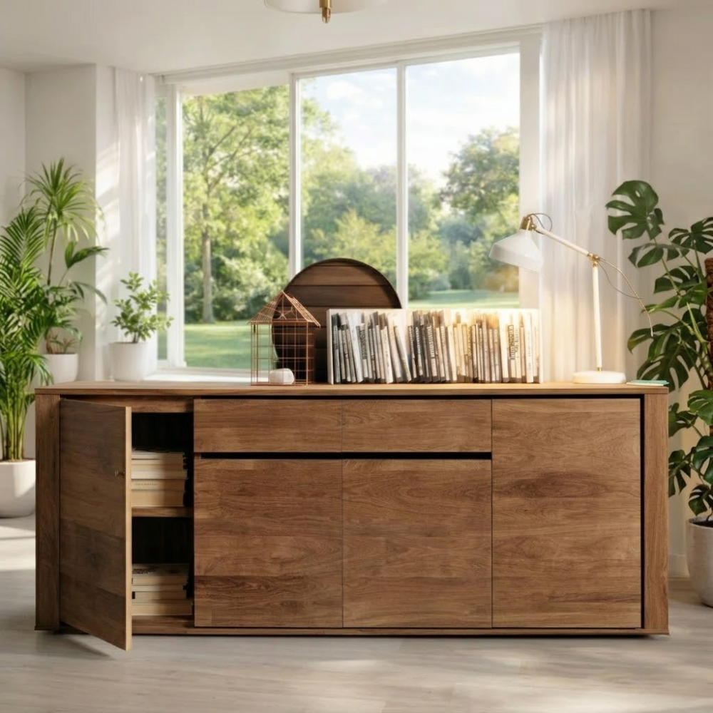 Large Sideboard Cabinet with Doors and Hidden Storage