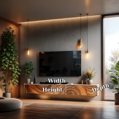 Solid Wood Floating TV Stand Walnut Wall Mounted Media Console with Storage