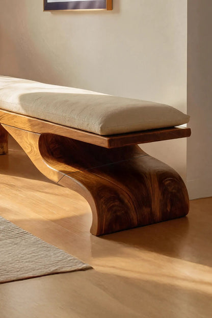 Modern Sculptural Wooden Bench For Bedroom Decor Kitchnce
