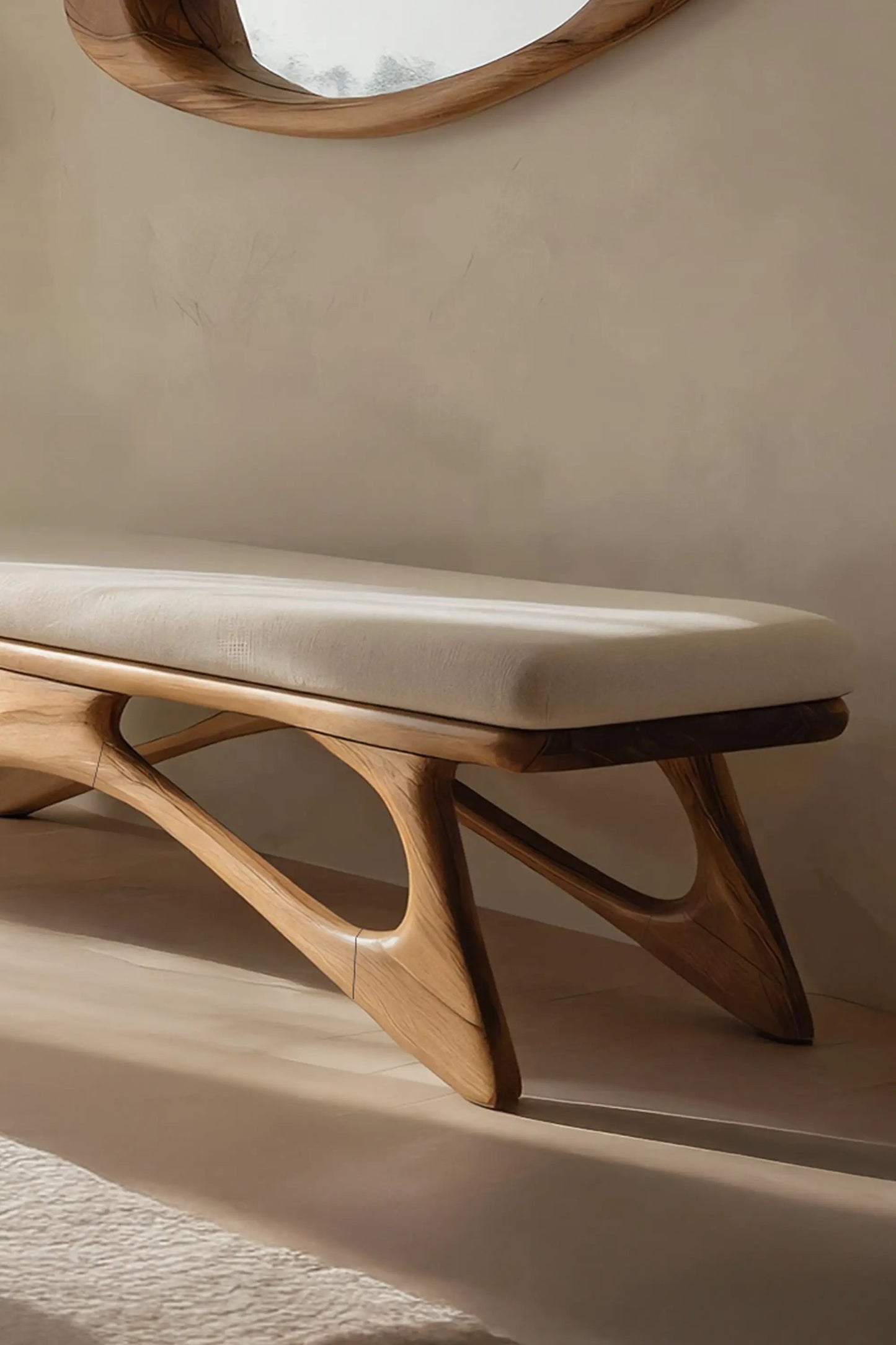 Modern Flowing Wood Bench For Furniture Accent Kitchnce