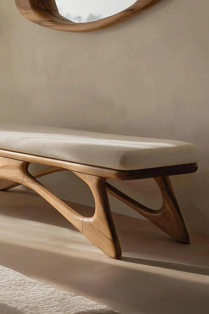 Modern Flowing Wood Bench For Furniture Accent Kitchnce