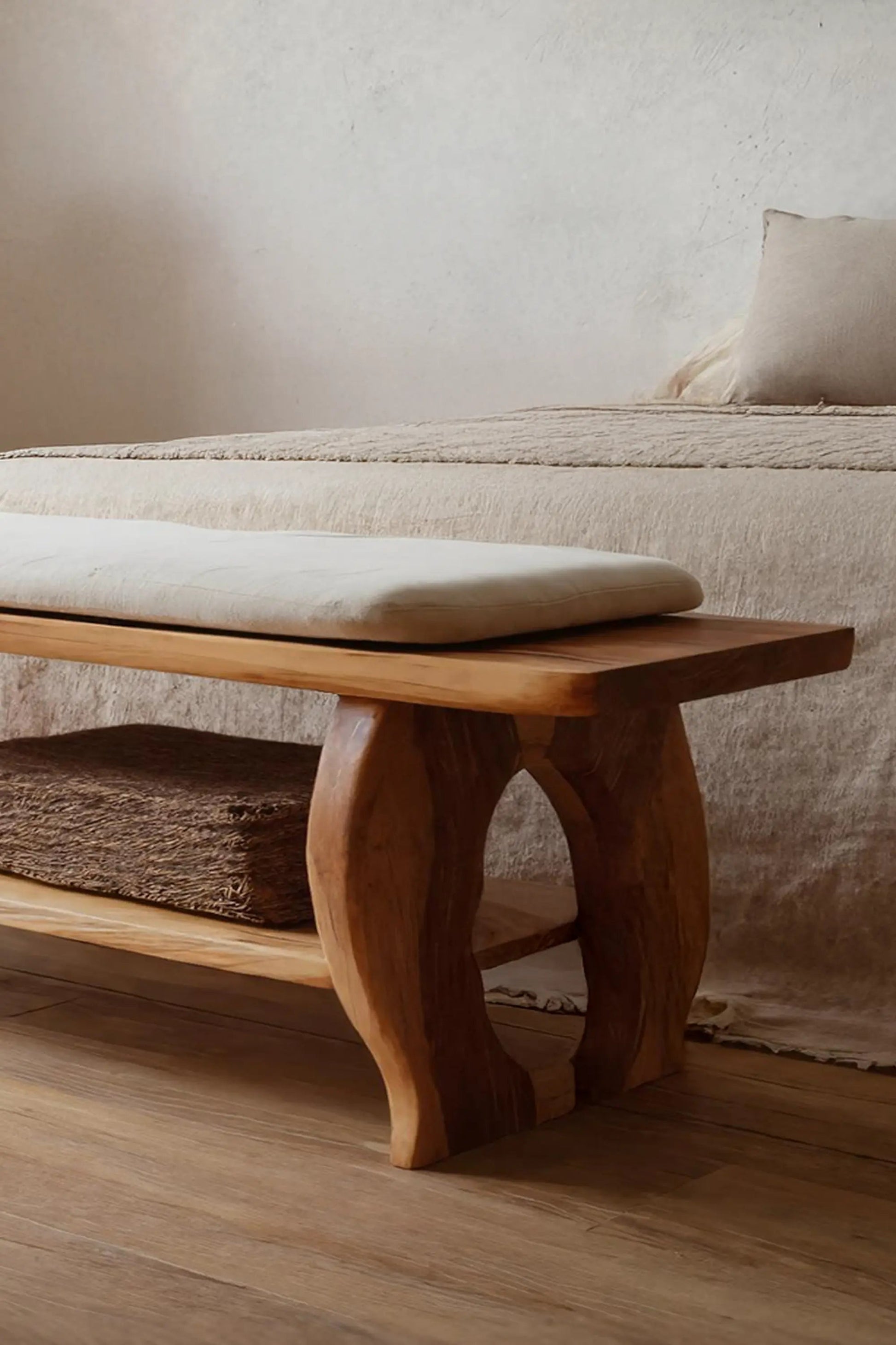 Artisan Curved Wood Bench For Modern Bedroom Design Kitchnce