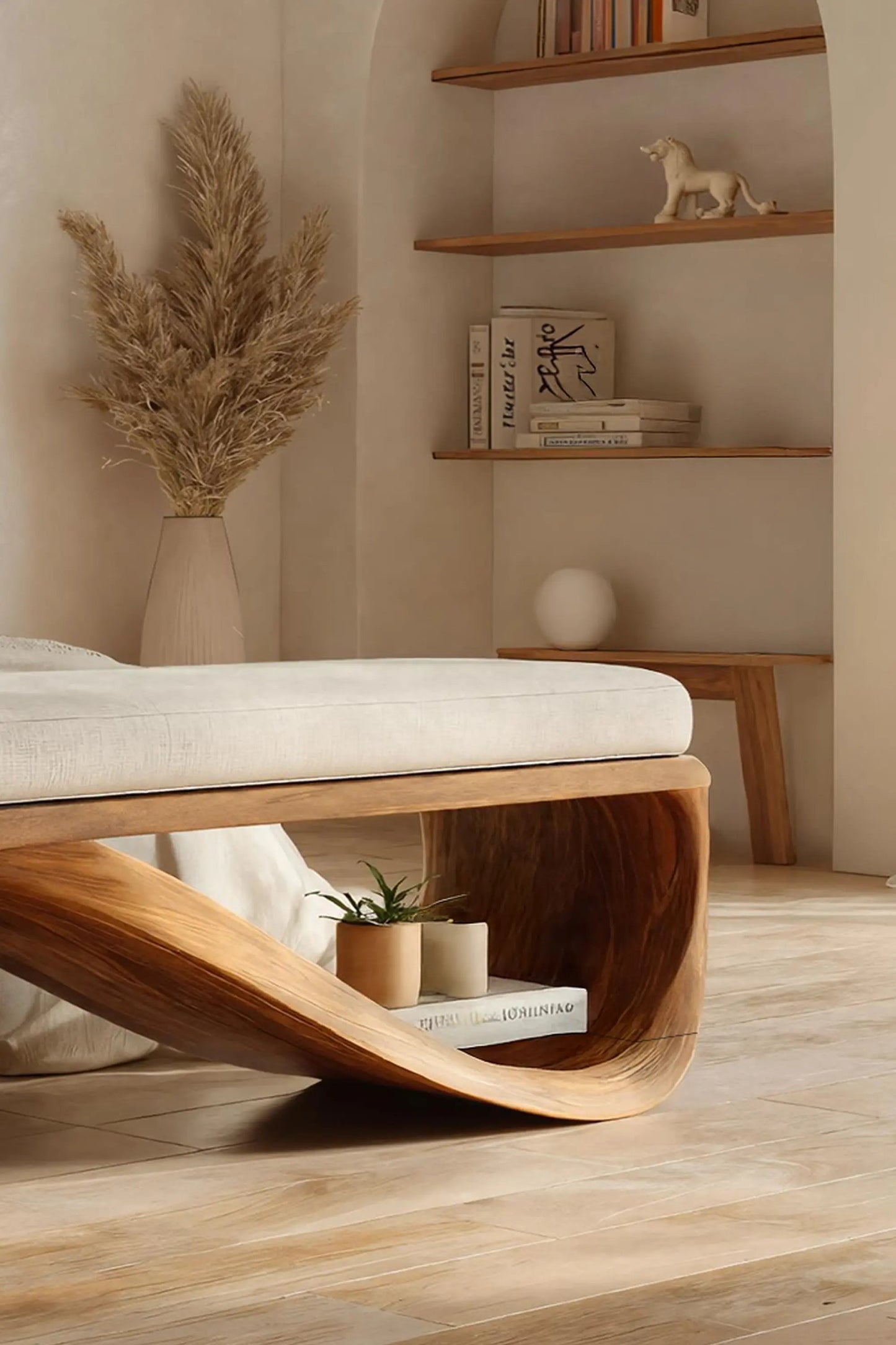 Mid Century Wooden Bench For End-of-Bed Placement Kitchnce
