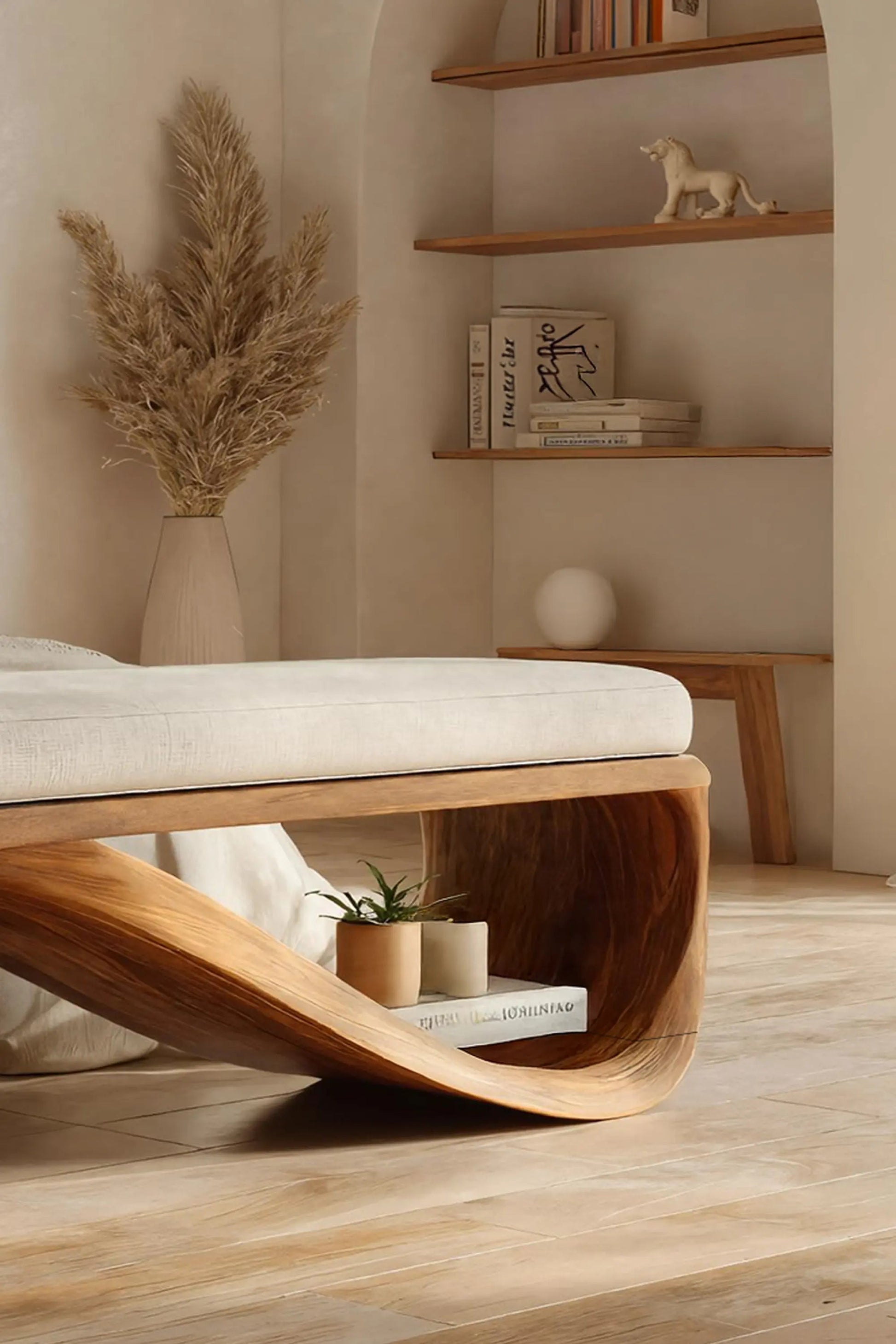 Mid Century Wooden Bench For End-of-Bed Placement Kitchnce