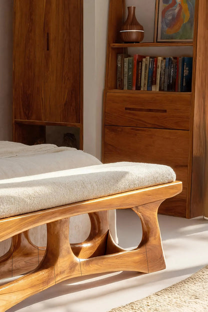 Handcrafted Curved Wood Bench For Furniture Styling Kitchnce