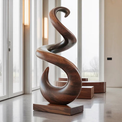 Hand Carved Abstract Wooden Sculpture For Yard Decor Kitchnce