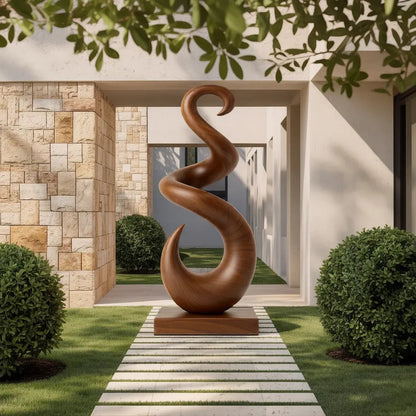 Hand Carved Abstract Wooden Sculpture For Yard Decor Kitchnce