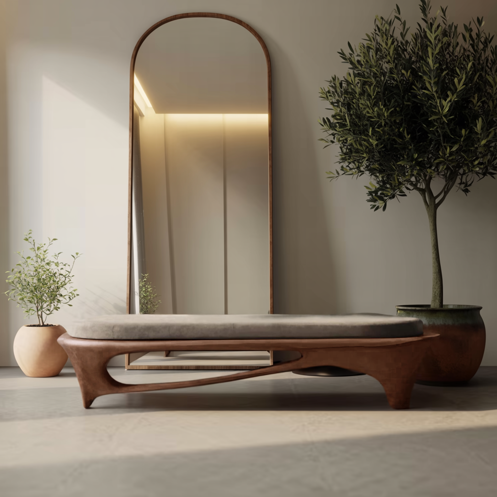 Modern Sculptural Entryway Bench For Living Room Kitchnce