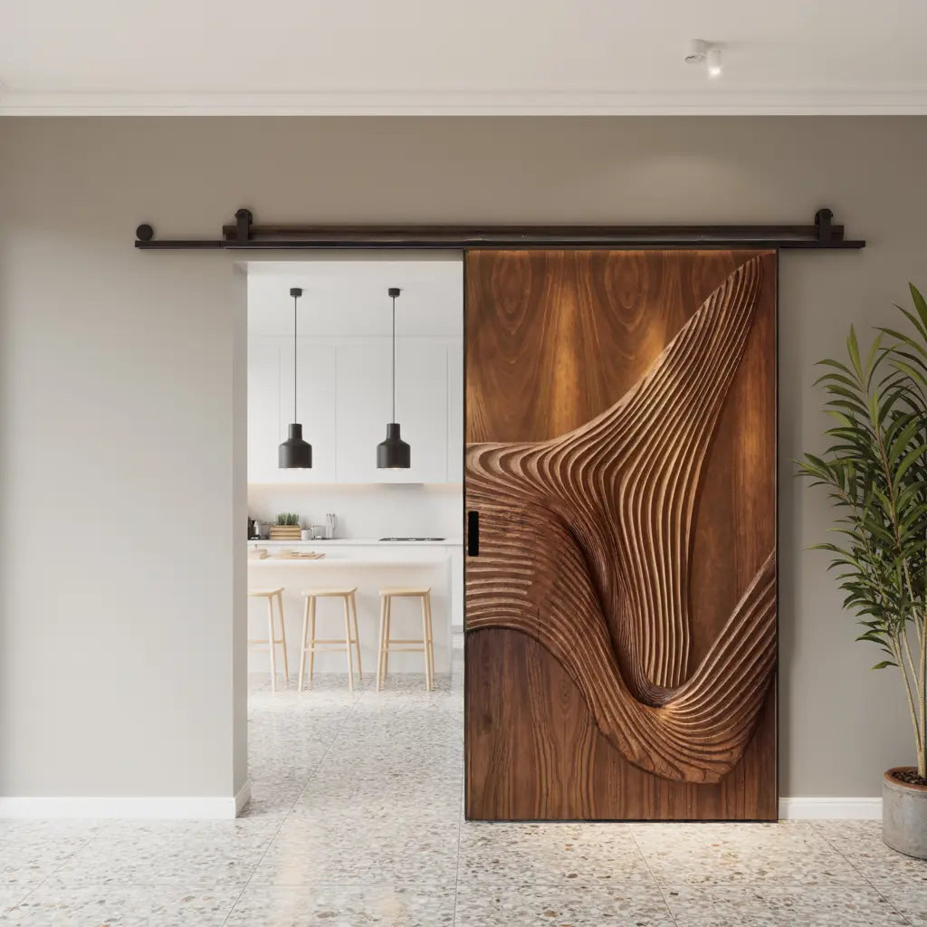 Modern Carved Sliding Door For Bathroom And Entrance Kitchnce