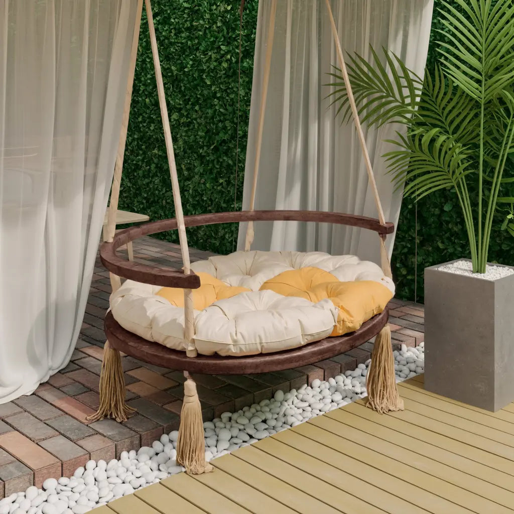 Boho Round Swing Chair For Porch Or Garden Kitchnce