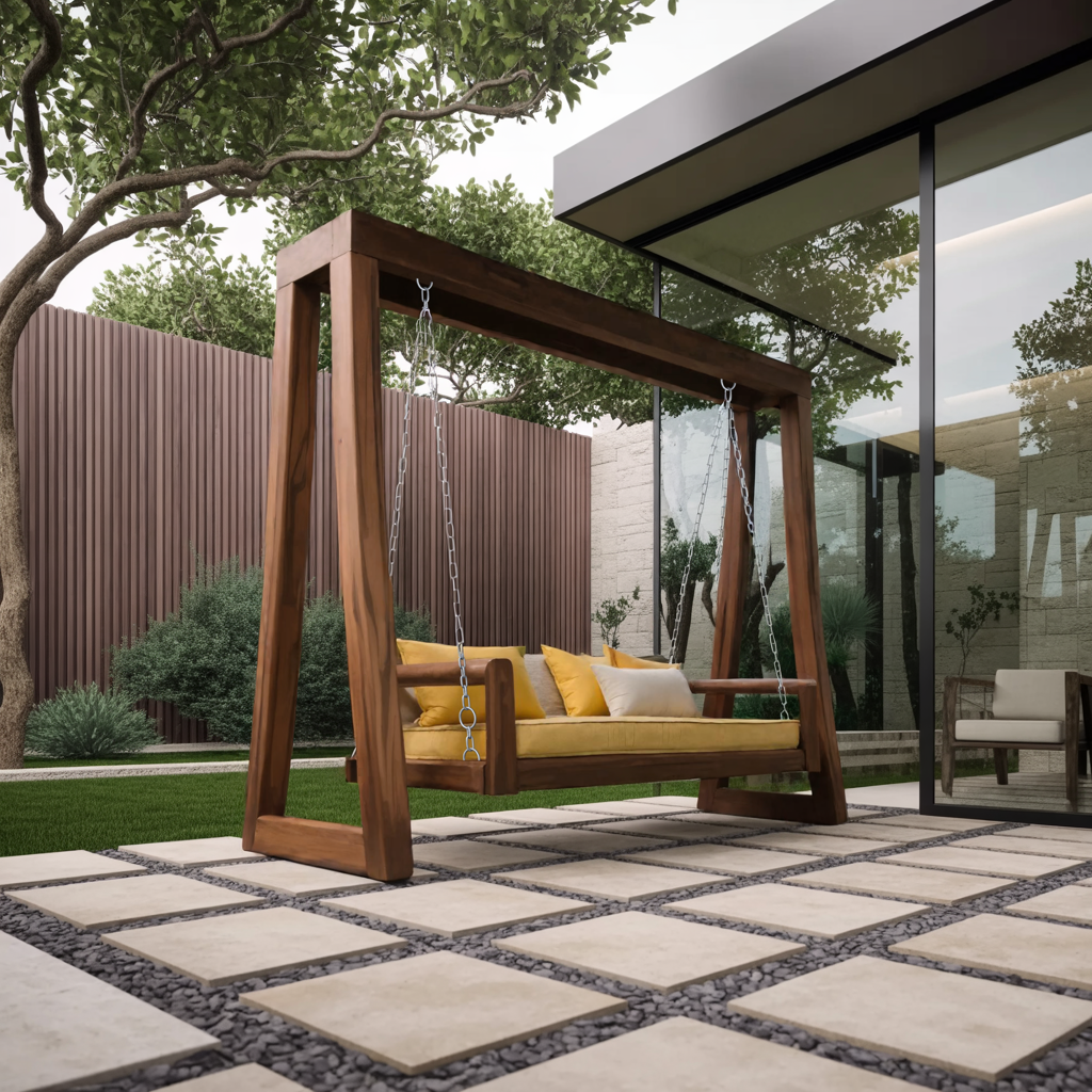 Contemporary Outdoor Swing Bench For Garden Patio Relaxation Kitchnce