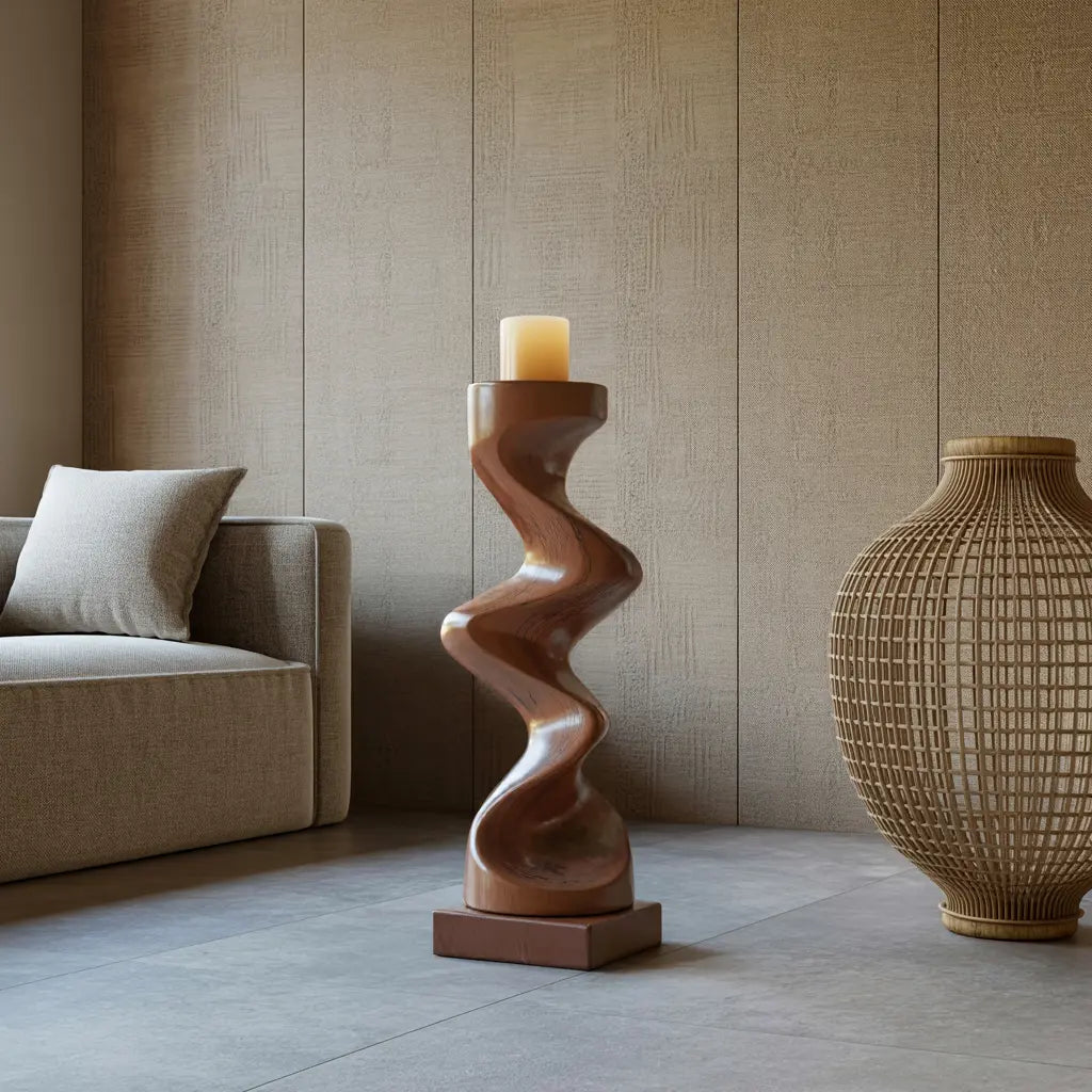 Rustic Solid Wood Abstract Sculpture For Patio Design Kitchnce