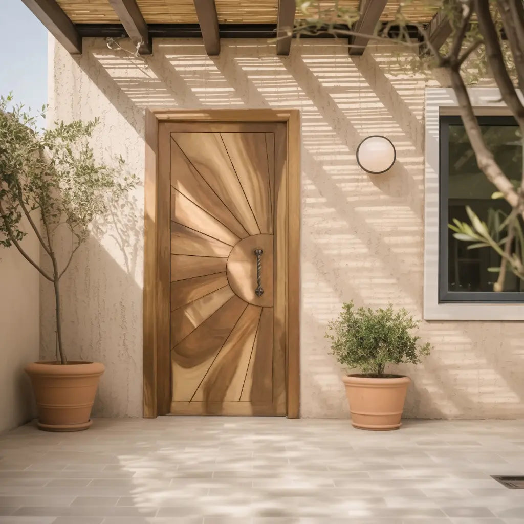 Modern Sunburst Front Door Design For Entryway Kitchnce