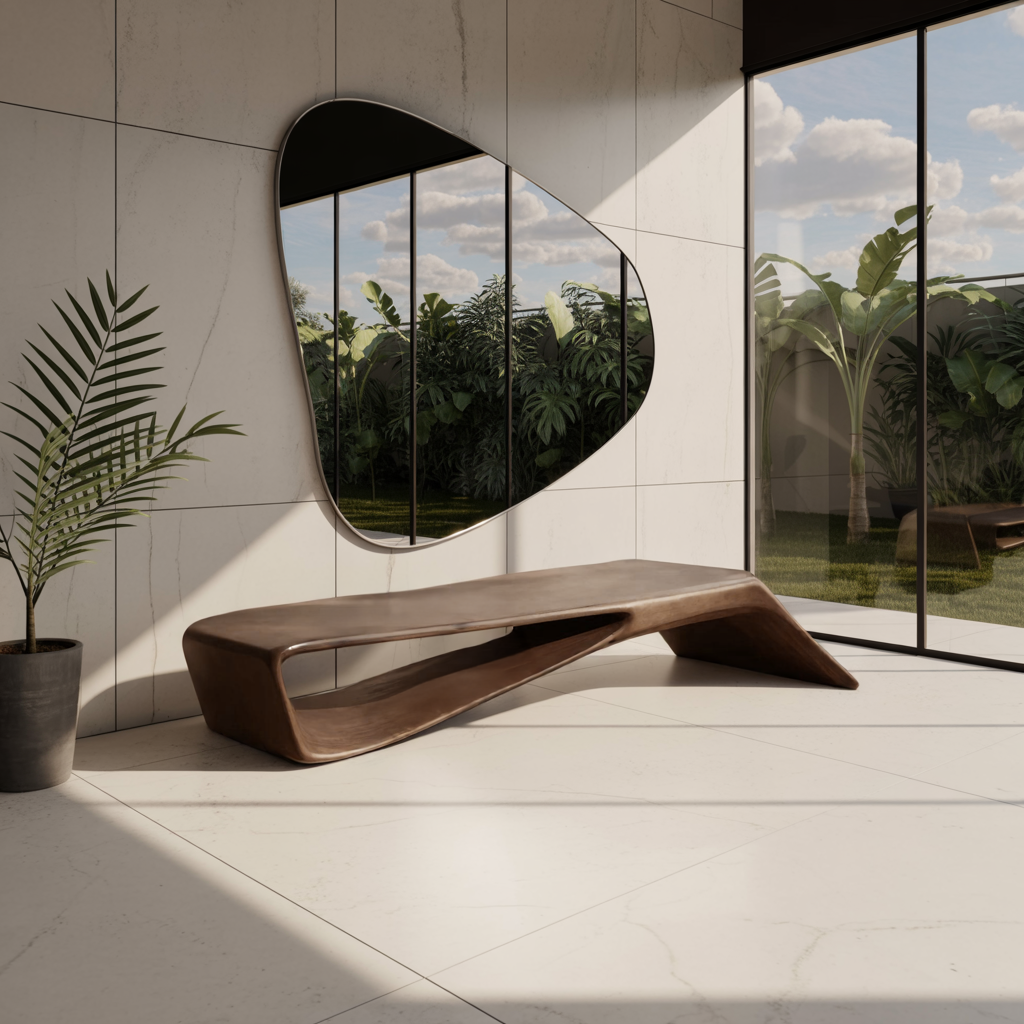Contemporary Sculptural Bench For Entryway Hallway And Office Kitchnce