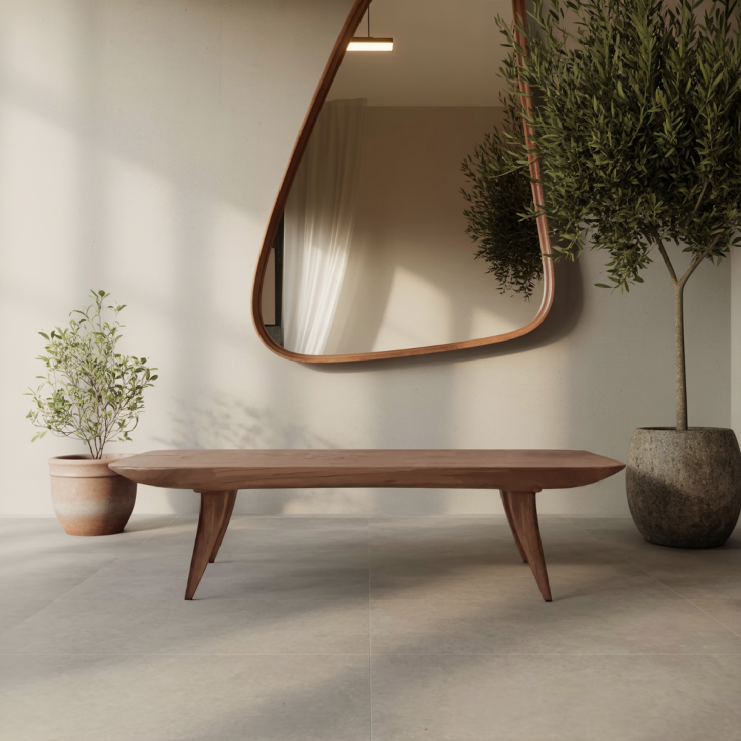 Curved Minimalist Organic Bench For Entryway Bedroom And Living Room Kitchnce