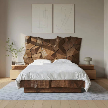 Sculptural Geometric Bed Frame For Modern Bedroom Kitchnce