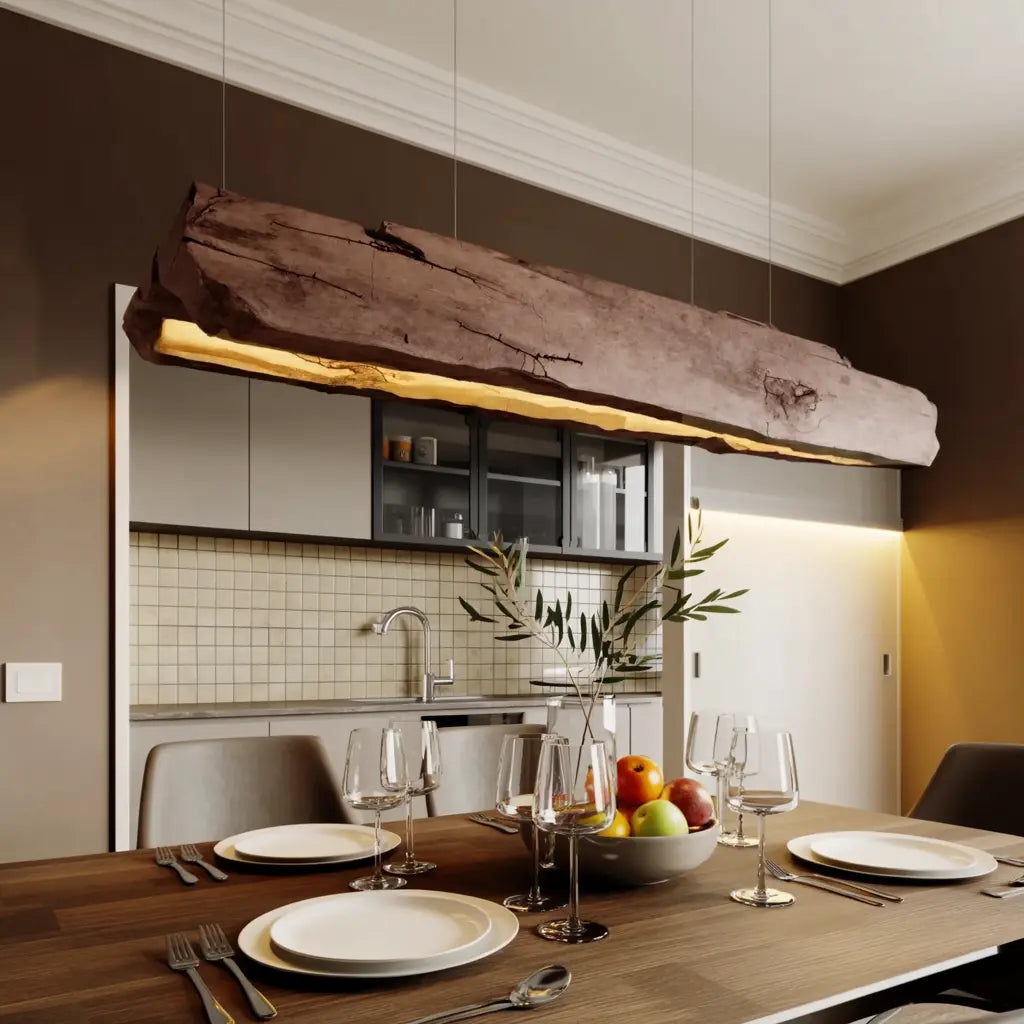 Rustic Log Beam Pendant Lighting For Kitchen Island Kitchnce