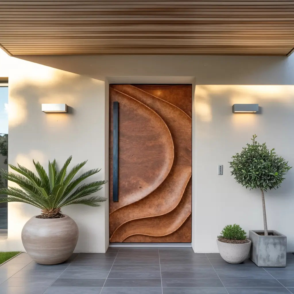 Sculptural Front Door Design For Modern Entryway Kitchnce