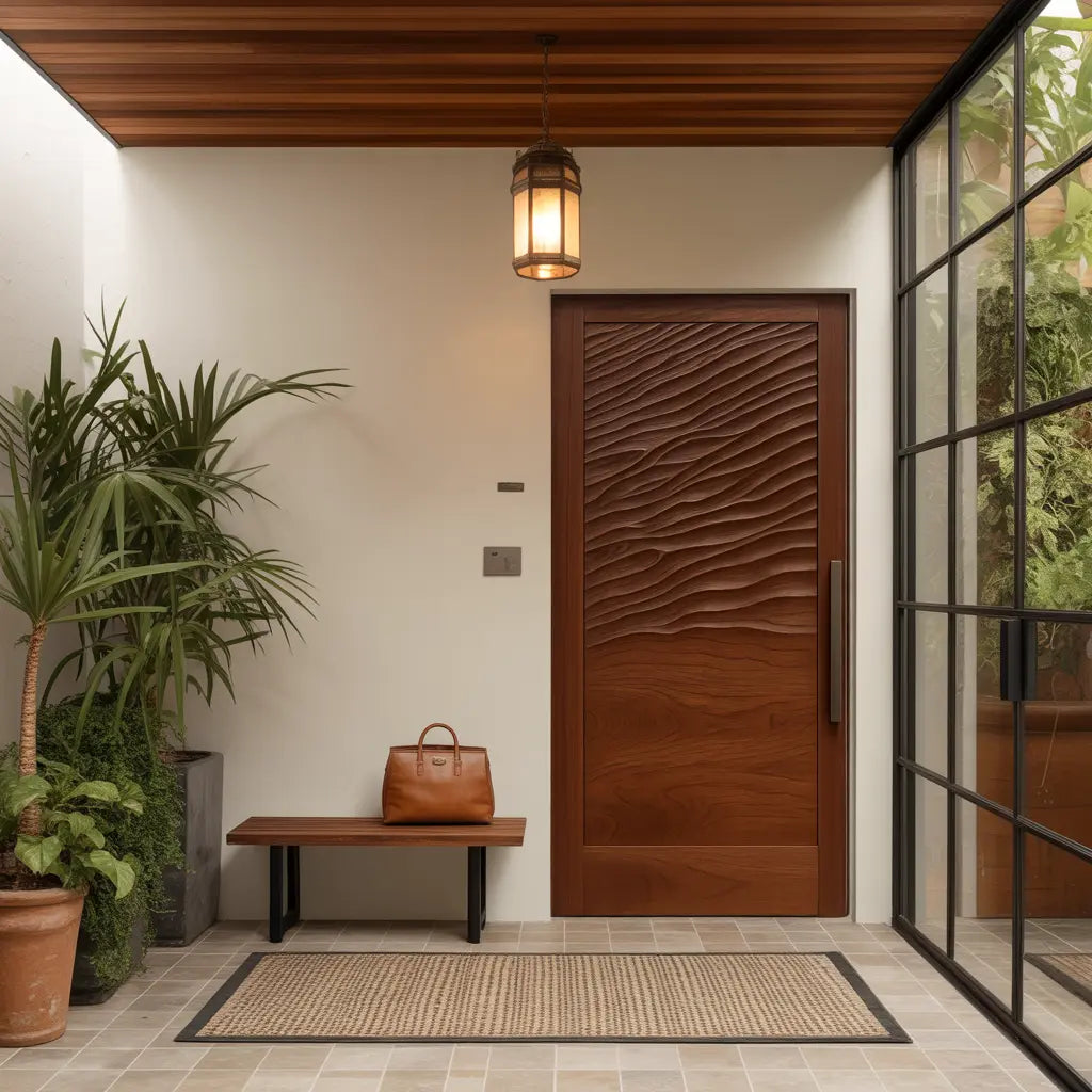 Modern Wave Pattern Front Door Design For Entryway Kitchnce
