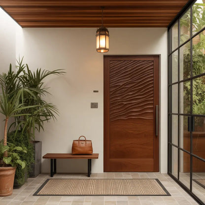 Modern Wave Pattern Front Door Design For Entryway Kitchnce