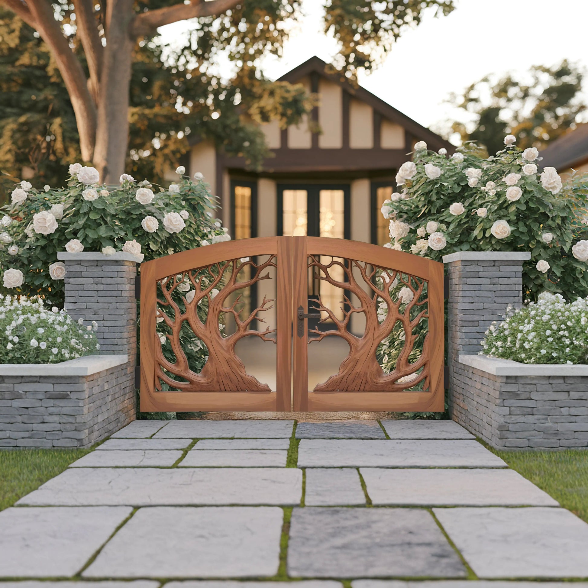 Rustic Tree Branch Gate Design For Garden Entrance Kitchnce