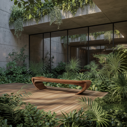 Modern Sculptural Wood Bench For Entryway Or Living Room Kitchnce