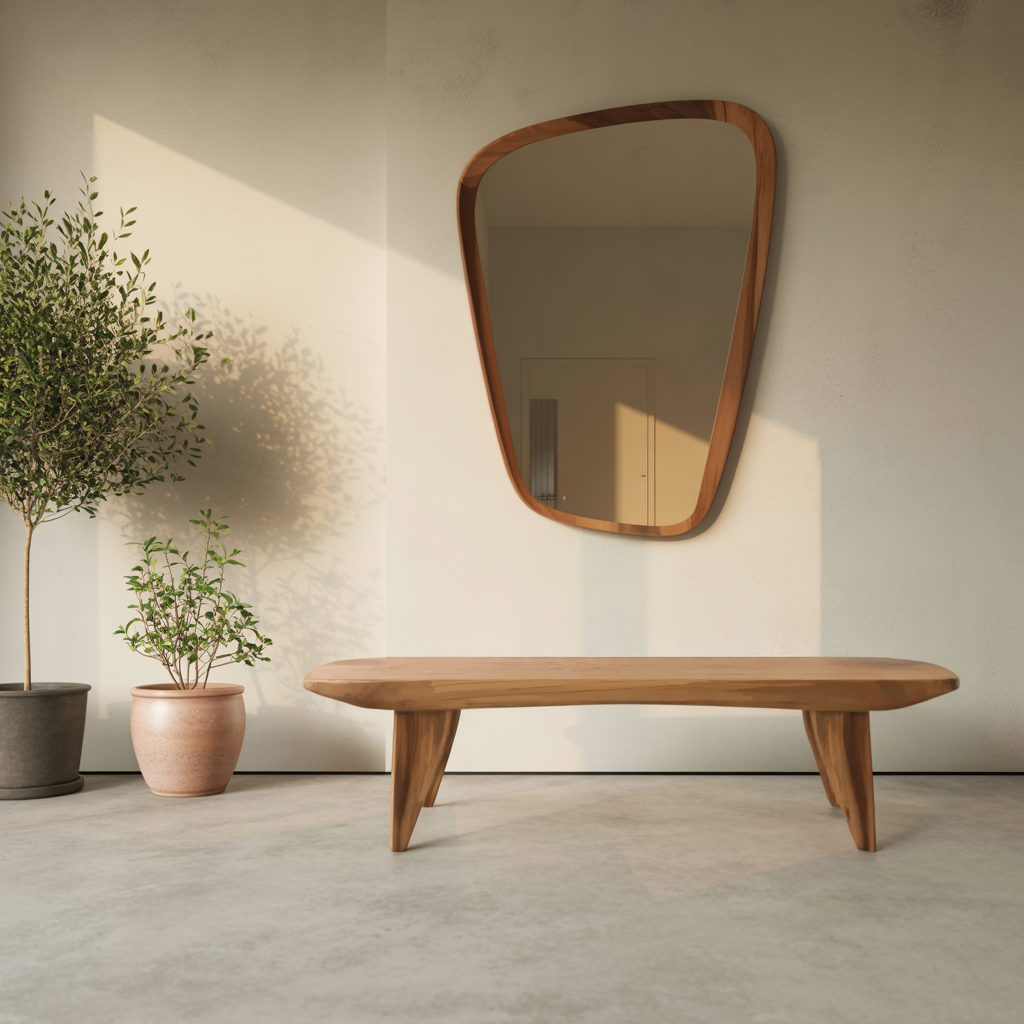 Curved Minimalist Organic Bench For Entryway Bedroom And Living Room Kitchnce