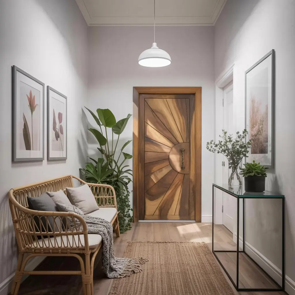 Modern Sunburst Front Door Design For Entryway Kitchnce