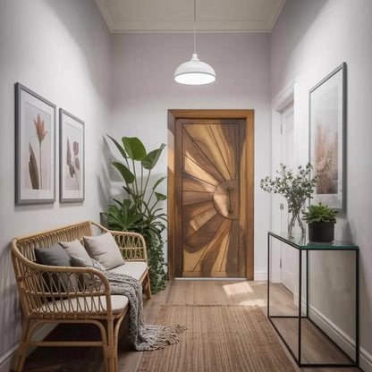 Modern Sunburst Front Door Design For Entryway Kitchnce