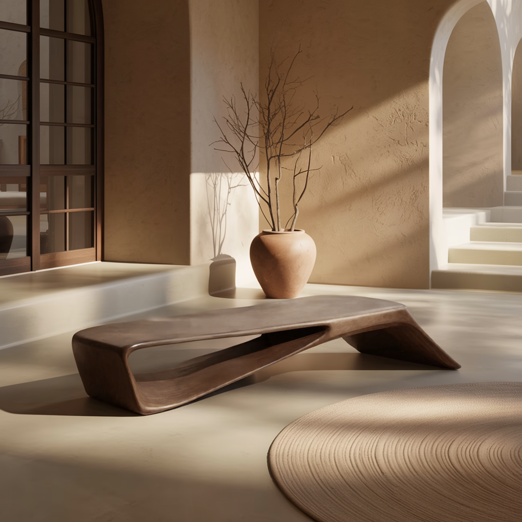 Contemporary Sculptural Bench For Entryway Hallway And Office Kitchnce