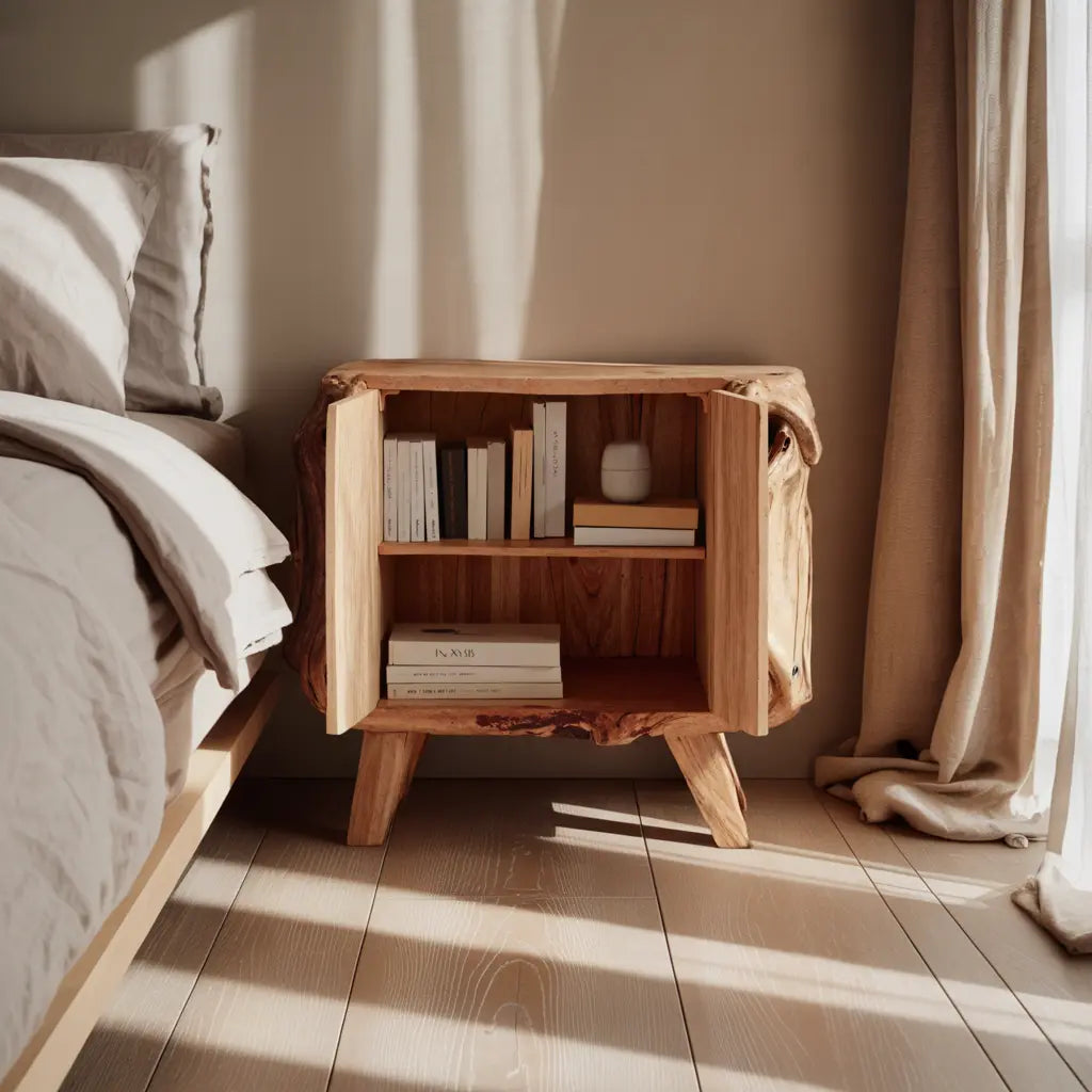 Farmhouse Live Edge Nightstand For Natural Bedroom Vibe Kitchnce