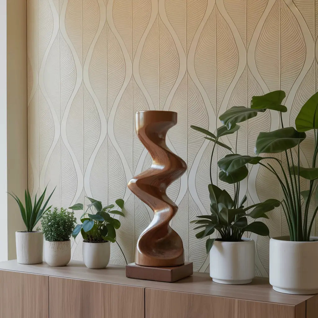 Rustic Solid Wood Abstract Sculpture For Patio Design Kitchnce