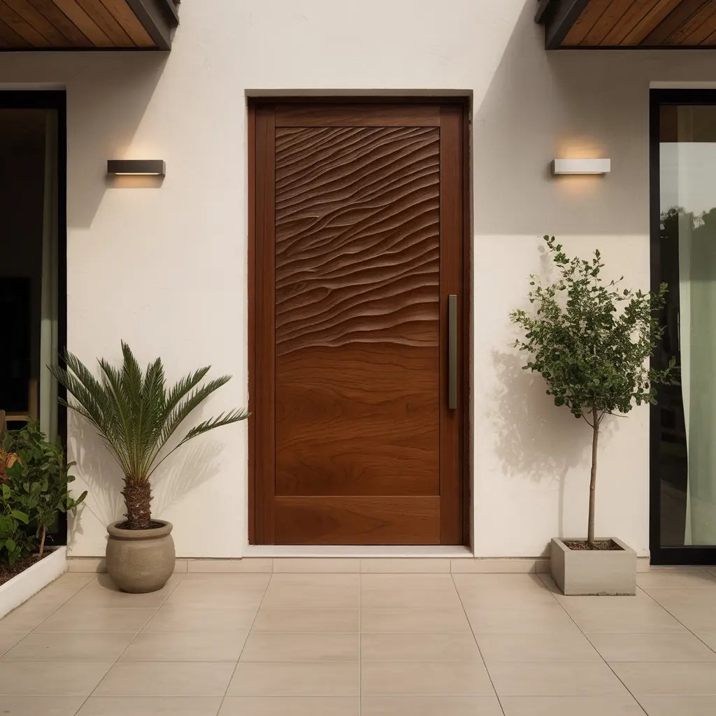 Modern Wave Pattern Front Door Design For Entryway Kitchnce