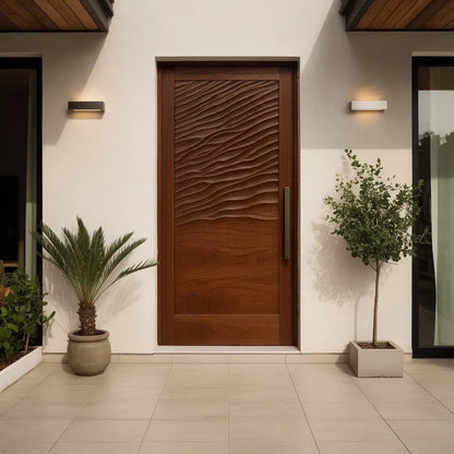 Modern Wave Pattern Front Door Design For Entryway Kitchnce