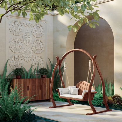 Curved Frame Garden Swing Bench For Outdoor Relaxation Kitchnce
