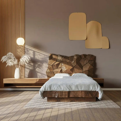 Sculptural Geometric Bed Frame For Modern Bedroom Kitchnce